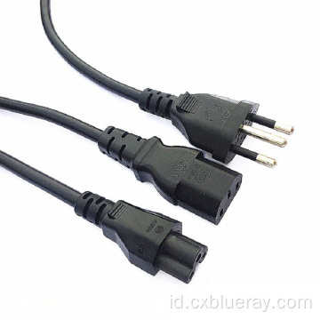 Kabel daya brazil persetujuan brazilian inmetro 3 pin ekstensi kabel ke IEC C13 C5 H05VV-F Kabel Timbal Kabel Listrik Fleksibel Kawat Listrik